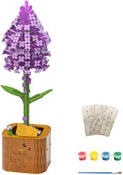EMC ONSHOP Set creativ DIY floare decorativa din lemn pentru asamblare si pictura, 162 piese, Liliac, +6y (IL-1-66)