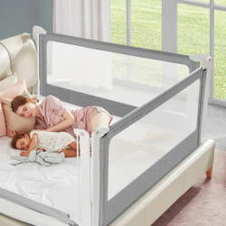CHOC CHICK® Protectie laterala pat, model PREMIUM XXL, interconectabila, reglabila si culisanta, inaltime ajustabila pana la 97 cm, lungime 105 cm, Gri inchis (Bariera1.0M96hGR)