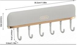 EMC ONSHOP Cuier Adeziv cu 6 Carlige Mobile din Plastic pentru Baie sau Bucatarie, 30.2 x 6.2 x 4.6 cm (ML-1-369)