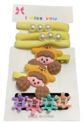 EMC ONSHOP Set 9 Accesorii de Par pentru Fete, elastice, clestisori si agrafe, Galben (726)
