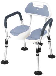 Linomag Scaun de baie/dus din aluminiu, Linomag®, Reglabil pe inaltime, Ventuze de prindere, Spatar, Manere detasabile, Suport dus, Spalare multi-directionala, Pentru varstnici si persoane cu dizabilitati, Gr