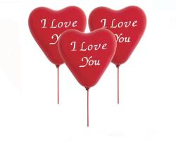 EMC ONSHOP Baloane Party in Forma de Inima Rosii "I Love You" 23cm cu Stick si Rozete, 8buc (1215309)