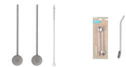 EMC ONSHOP Set Pai de Inox cu Varf din Silicon, Perie, Argintiu, 22 x 185 mm, 2 Buc (1214995)