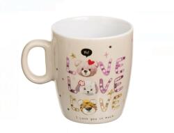 EMC ONSHOP Cana Ceramica Bej cu 3 Animale "Love" cu Mesaj "I Love You so Much", 220ml (1245968)