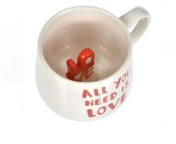 EMC ONSHOP Cana Ceramica "All You Need is Love" cu Scris "Love" 3D in Interior , Alba, Valentine's Day, 370ml (1251181)