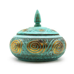 EMC ONSHOP Cutie Artizanala, Sculptata Manual din Lemn pentru Lucruri Marunte, Turcoaz, 18, 5 x 16 cm (TWJ-01)
