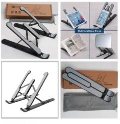 EMC ONSHOP Suport ergonomic si portabil pentru laptop, tableta si telefon, Aluminiu, Unghi de Inclinare Reglabil, Negru (IL-11-25)