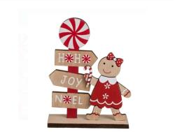 EMC ONSHOP Decoratiune din Lemn de Craciun, Acadea& Gingerbread, "HO HO Joy Noel", 15 cm (1244155)