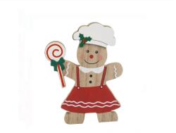 EMC ONSHOP Decoratiune din Lemn de Craciun, Gingerbread Bucatareasa & Acadea, 14cm (1244153)