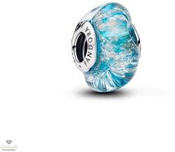 Pandora Türkizkék muránói üveg és csillám charm - 794701C01