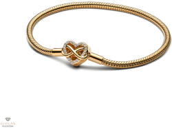 Pandora 14K aranyozott szikrázó végtelen szívkapcsos kígyólánc karkötő 17 cm - 563758C01-17