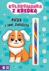 Zielona Sowa Piesek i inne zwierzęta. Kolorowanka z kredką Carte de colorat