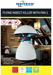 WEITECH Ventillátoros csapda repülő rovarokra - 3 funkciós /Led UV+ventilátor/ (WK0120)