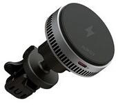 AUKEY MagFusion Dash Pro Qi2 aktív hűtésű szellőzőrácsra rögzíthető, vezeték nélküli autós telefon töltő és tartó