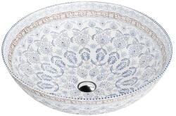 Lavita Folklor mosdótál 40x40 cm kerek mosdótálak fehér-kék fényes 5900378334194 (5900378334194)