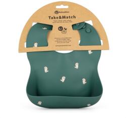 Petite&Mars Petite&Mars, Take&Match, Dinozauri, baveta din silicon, Green Misty, 6m+ Bavata