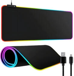 VERK GROUP RGB LED világítású XXL gamer egérpad, 90x40 cm, USB - Fekete (06354)