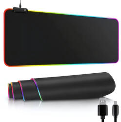 VERK GROUP RGB világítású XL gamer egérpad 80x30 cm, USB csatlakozóval (06353)