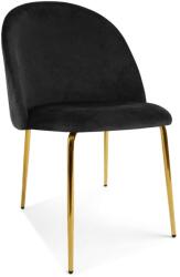  Scaun bucatarie INCA VELVET din catifea cu picioare aurii, neagra