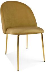  Scaun bucatarie INCA VELVET din catifea cu picioare aurii, mustar