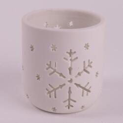  Karácsonyi porcelán mécsestartó, hópehely díszítéssel (8 cm)
