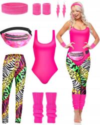 Hopki Jelmez Disco Neon Jelmez 80 90-AS Évek Retro Body Leggings Szett 8IN1 M L