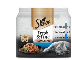 Mars-Nestlé Sheba Adult Fresh&Fine in Gravy - alutasakos (tőkehal, lazac, tonhal, mártásban) macskák részére (15x50g) (260316)