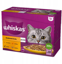Mars-Nestlé Whiskas Poultry feasts - Nedves eledel (csirke-, pulyka-, kacsa-, baromfi- aszpikban ) macskák részére (12x85g) (025723)