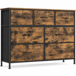 Brius Comoda cu 7 sertare, cadru metalic si blat MDF, sertare textile, 99x30x74 cm, maro rustic (EZ-LGS323BH04) Comoda