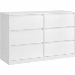 Brius Comoda cu 6 sertare, design modern minimalist, PAL si MDF, 119x40x75 cm, alb (EZ-LTS616W01) Comoda