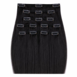 BellaHair Csatos Emberi Póthaj Classic Koromfekete Színben 40cm (Szín #1) (RC-CL-401)