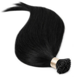 BellaHair Keratinos I-TIP Emberi Póthaj Classic Mikró Gyűrűzéshez Koromfekete 40cm (Szín #1) (RIT-CL-401)