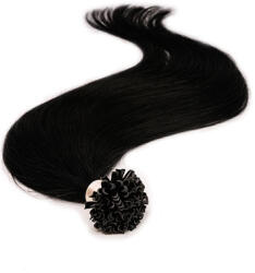 BellaHair Keratinos U-TIP Emberi Póthaj Classic Hőillesztéshez Koromfekete 40cm (Szín #1) (RUT-CL-401)