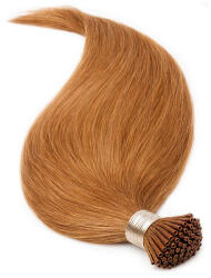 BellaHair Keratinos I-TIP Emberi Póthaj Classic Mikró Gyűrűzéshez Aranybarna 50cm (Szín #10) (RIT-CL-5010)