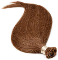 BellaHair Keratinos I-TIP Emberi Póthaj Classic Mikró Gyűrűzéshez Középbarna 50cm (Szín #6) (RIT-CL-506)