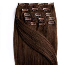 BellaHair Csatos Emberi Póthaj Classic Sötétbarna Színben 60cm (Szín #4) (RC-CL-604)