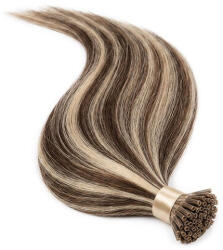 BellaHair Keratinos I-TIP Emberi Póthaj Classic Mikró Gyűrűzéshez Melírozott 50cm (Szín #6/613) (RIT-CL-506613)