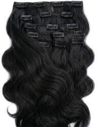 BellaHair Csatos Hullámos Emberi Póthaj Classic Fekete Színben 40cm Body Wave (Szín #1) (RC-CL-BW401)