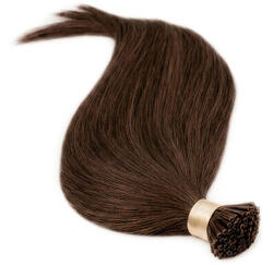 BellaHair Keratinos I-TIP Emberi Póthaj Classic Mikró Gyűrűzéshez Sötétbarna 40cm (Szín #4) (RIT-CL-404)