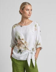SHOPIKA Bluza din in cu imprimeu floral watercolor si prindere laterala, fond alb Talie unica