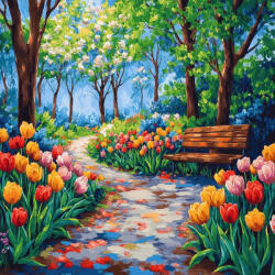 Alkotásutca Tulipánkert - Számfestő készlet kereten 40x40