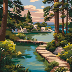 Alkotásutca Tahoe-tó - Számfestő készlet kereten 40x40
