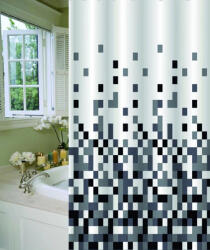  MINOTTI zuhanyfüggöny, 2000x1800 mm, fekete-szürke pixel mozaik (MZ007)