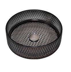  COPEN fekete kerek, pultra ültethető üveg mosdótál, 400x125 mm (C-15-002)