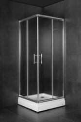 Minotti JA-5182 szögletes zuhanykabin - Átlátszó biztonsági üveg, Króm profil, 80x80x185 cm (JA-5182)
