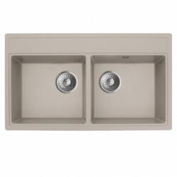  MILO METRO kétmedencés gránit mosogató szifonnal, 760x440 mm, (homok bézs) (MET-P-2KBO)