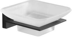  MINOTTI 20700 fehér üveg szappantartó, matt fekete tartókonzollal (20739B)
