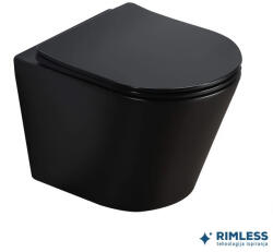  PURE fali WC csésze | Rimless - perem nélküli kivitel | Duroplast Soft Close ülőkével | Matt fekete (MH300MB)