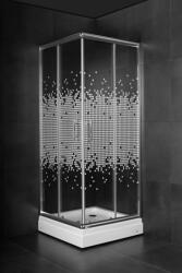 Minotti JAK-5181 szögletes zuhanykabin - Négyzetrácsos minta, Króm profil, 80x80x185 cm (JAK-5181)