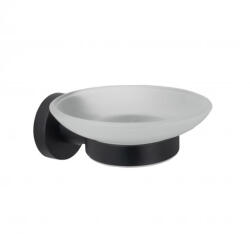  MINOTTI DARK ELEGANCE szappantartó, fehér üveg, matt fekete tartókonzollal (50739B)